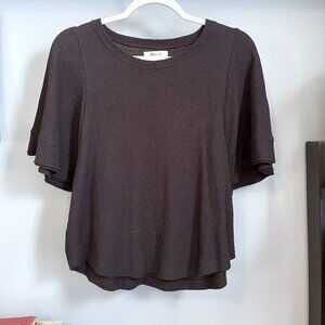 Madewell Texture & Thread Flutter-Sleeve Top (Black) S